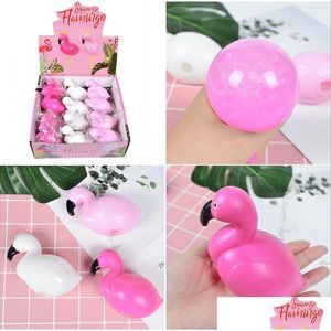 Decompression Toy Flamingo Anti Grape Ball Funny Gadget Vent Toys Stres Autism Mood Relief Hand Wrist Squeeze Kid 3 Colors Drop Delive Dhskx