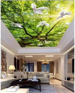 壁紙ツリーリビングルームベッドルーム天井太陽の風景の壁紙壁画天井3D
