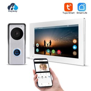 Dörrklockor 1080p Video Door Phone Home Intercom System Wireless WiFi Smart Video Doorbell 7 Inch med Wired Doorbell Tuya App HKD230918