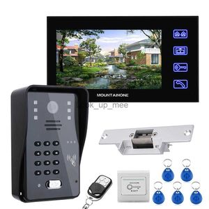 Doorbells 7" Lcd Video door phone intercom system RFID door access control kit outdoor camera Electric Strike Lock+wireless remote control HKD230918