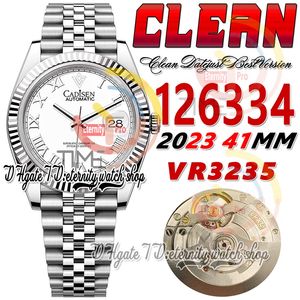 Clean CF Date 41mm 126334 VR3235 Automatic Mens Watch White Dial Roman Markers 904L JubileeSteel Bracelet Super Edition eternity Reloj Hombre Wristwatches
