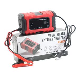 Universal Car Motorcykelbatteriladdare 12V 6A Digital reparation Helt automatisk smart laddare för bly-syra batterier Motorcykeltillbehör