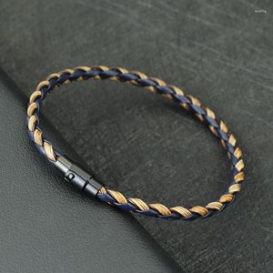 Urok bransolety mężczyźni skórzana bransoletka podwójna magnes bezpieczeństwa klamra ręcznie robiona pleciona bransoletowa bransolet akcesoria pulsera hombre biżuteria