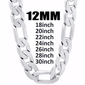 12mm bredd 925 silver män halskedja halsband smycken mode 1830 tum längd män039s högkvalitativ trottoark kubansk juvelär present FA7124215G