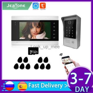 Doorbells Jeatone Tuya 7inch WIFI video intercom with a camera and coder to entrance gate with camera video doorbell Gate intercom system HKD230918