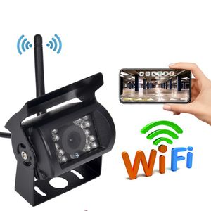 WiFi Araba Arka Görünüm Kamera Kamyon Otobüs Kablosuz Otopark Kameraları Gece Görüşü 12 ~ 24V Ters HD Cep Telefonu için Su Geçirmez