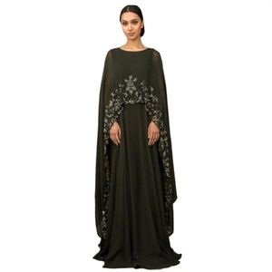 Elegant Black Arabic Muslim Mother of the Bride Dresses With Cape Arabic Dubai Long Wrap Appliqued Lace Chiffon Groom Mothers Prom318E