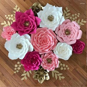 Kwiaty dekoracyjne Faroot Paper Flower Tacdrop ​​Ściana Duża róża DIY Wedding Decor 30 cm