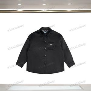 xinxinbuy men designer coatジャケットメタルトライアングルラベルレターウールファブリックパリ長袖女性ブラックカーキグレーM-2xl261g