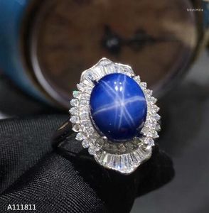 Cluster Rings KJJEAXCMY Fine Jewelry 925 Pure Silver Inlaid Natural Sapphire Ladies Ring Support Test