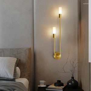 Настенный светильник, современный светодиодный скандинавский латунный бра для спальни, прикроватный светильник для чтения, коридор, проход, домашнее украшение, освещение