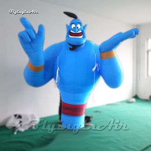 Rolig uppblåsbar Aladdins Lamp Genie -tecknad karaktär Blue Smiling Air Blow Up Magical Spirit Balloon för reklamutställning