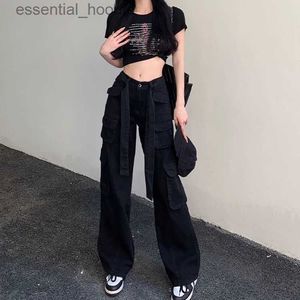 Kobiety Jumpsuits Rompers Legging Women Spodzanzea Pants Suitamerican High Street Ins Hip-Hop kombinezon Women's Nowa niszowa nisza prosta luźna wi l230918