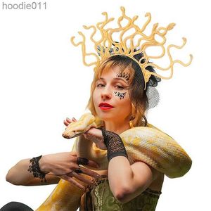 Acessórios de fantasia Máscaras de festa Halloween Cosplay Gold Snake Costume Headband Dress-up Headpiece Carnaval Natal Masquerade Supplies2844 L230918