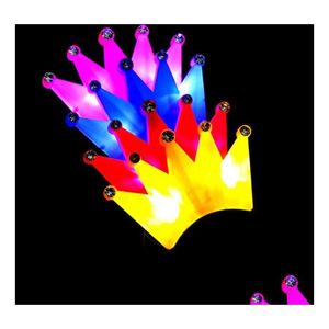 Cappelli da festa Corona di cristallo a led Fasce per capelli Illuminati Rave Costume in maschera Brithday Gallina lampeggiante Vacanze di Natale Consegna a domicilio Ga Dhcvm