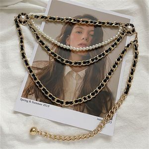 Projektanci pasy w talii luksusowe klasyczne marki perłowe łańcuchy talii dla kobiety lady imprezowy sukienka dekoracyjna złote srebrne łańcuchy pasek