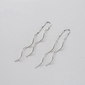 Brincos pendurados 925 prata esterlina para mulheres simples seção longa curva linha generosa temperamento selvagem brinco de fio