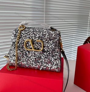 Yeni lüks payetler baget çanta çanta kadın flep özellikli çanta omuz çantası manyetik toka altın donanım orijinal deri kadın el yemeği debriyaj cüzdanları