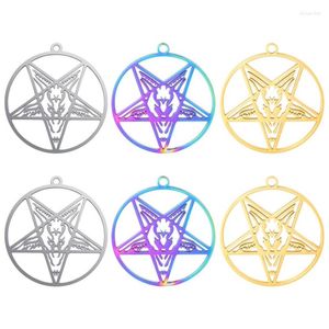 Charms 9st/Lot Hip Hop Street Punk Trend Hollow Goat Head Pentagram hänge för smycken som tillverkar DIY -halsbandstillbehör