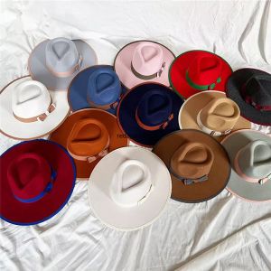 Fedora Filzhut Jazz Hüte mit breiter Krempe Damen Fedoras Frau Wassertropfen Herz Top Cap Lady Zweifarbige Fliege Caps für Weihnachtsfeier Trilby 13 Farben 2023 NEU