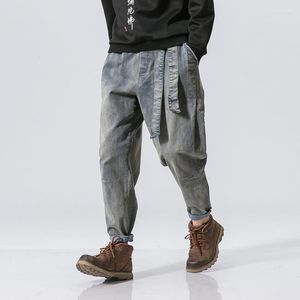 Męskie dżinsy High Street Fash For Men Trendy Retro Loose Denim Spodni Mens Umyj w trudnych amerykańskich spodni Bloomers