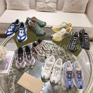 Designer Run Sneaker Retro broderi Casual Shoes Unisex Interlocking G Running Shoes Turquoise Biscuit Trainer Rubber Sole Trainer With Box