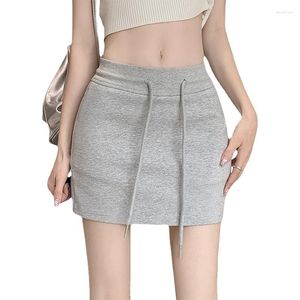 Skirts A-line Spice Girl Drawstring Mini Skirt 2023 Summer Korean Version Of High Fanny Pack Buttock Slim Sports Short For Women