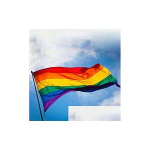 Bandiere Banner Grande Bandiera Arcobaleno Gay Pride Strisce Gagliardetto Evento Segno 4X6 Piedi Poliestere Decorazioni per Feste 90X150 Cm Drop Delivery Home Dhakf