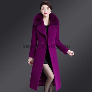 Women's Wool Blends 2023 New Winter Jacket Women Wool Coat Big fur collar Woolen Blend Coat Elegant Long Overcoat Outwear Manteau Femme HiverL230918