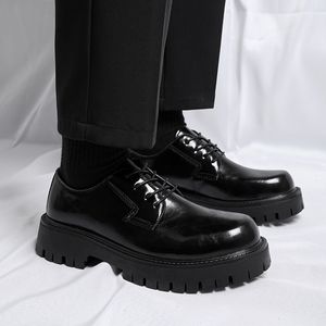 Tête ronde en cuir marque de luxe hommes conduite décontractée concepteur noir semelle épaisse à lacets Oxford chaussures de mariage pour garçons robe de soirée bottes 38-44