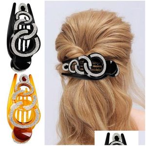 Acessórios de cabelo clipes barrettes 1 pc moda strass clipe estilo braçadeira mulheres elegante brilhante cristal hairpin garra headwear luxo sp dhuts