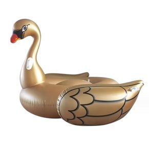 Giant Swan floats Gold Swim Pool Ring Vuxna barn Vatten flytande madrass Air Lounge Stol Summer Water Party Swan Tubes Raft Flamingo för skojs skull