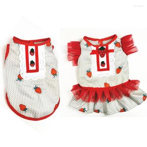 Dog Apparel Cute Strawberry Vest Dress Summer Clothes Pet Cat Puppy Yorkie Costume Party Wedding Dresses Dropship Outfit