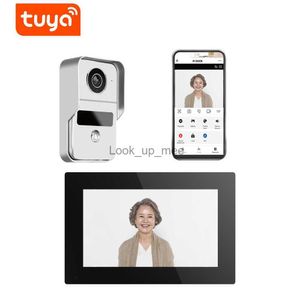 Kapı Zilleri Tuya 1080p 10 inç 7 Renk Dokunmatik Ekran Kablosuz WiFi Video Kapı Zili Akıllı Uygulama RFID Erişim Kontrol Sistemi için Ev İntercom Kiti HKD230919
