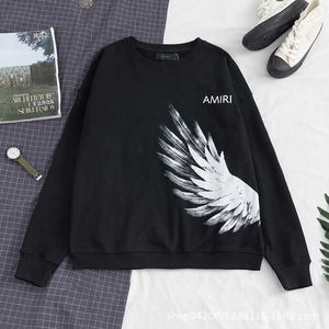 Projektant Amis Men's Hoodie 2023 Autumn/Winter Peace Angel Wings Front and Back Letter Drukowana okrągła szyja sweter unisex Wysokiej jakości fajne przystojne przystojne bluza z kapturem moda