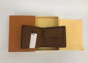 M61665 10A高品質のメンズレザーウォレットメンオールドフラワーコーヒーグリッドコインウォレット小さなクラッチメンズ財布コインポーチ短い男性財布とボックスダストバッグ
