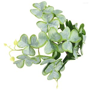 Dekorativa blommor Simulering Green Shamrock Outdoor Faux Plants Leaves Picks Silk Flower Spring Decorations