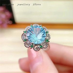 Küme halkaları stili 925 gümüş kakma doğal topaz ring kadınlar için bir hediye kızlar için en iyi kalite