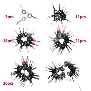 Fordonsreparationssatser 3/11/18/21/26/36st bilterminal borttagningsreparationer Verktygssats Elektrisk ledning Crimp Connector Pin Extractor Vehic Dhqvo