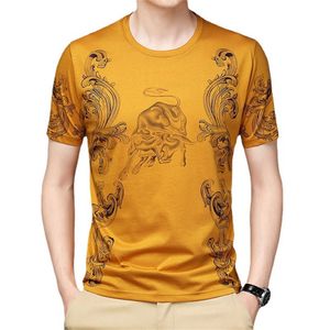 Anpassade Tees Polos 890 Europeiska och amerikanska utrikeshandelstryck T-shirt Män Short Sleeve Summer Boutique Loose Men's Round Neck T-shirt Trendy Half Sleeve Top