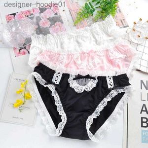 Sexig uppsättning mjölk silk japansk stil söt härlig söty trosor sexiga spetsar underkläder lolita college tecknad cosplay flickor låg midja breifs l230918