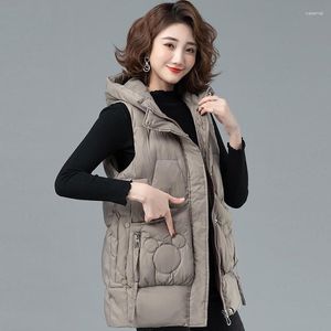 Gilet da donna 2023 Con Cappuccio da Donna Addensare Giacca Senza Maniche Moda Elegante Semplicità Coreano Inverno Cappotto Caldo Femminile Casual Gilet di Cotone