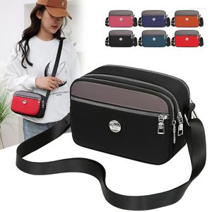 Sacos de noite moda mini bolsa feminina retalhos nylon quadrado feminino ombro crossbody na moda celular à prova d'água