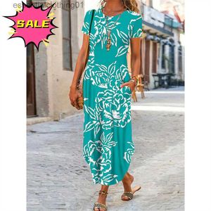 Abiti casual di base Abito estivo per le donne 2023 New Boho Rope Vintage Ruffles Stampato floreale Traf Abbigliamento femminile Abiti eleganti da festa a maniche corte L230918