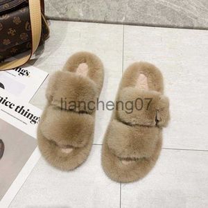 Slippers 2020 winter Korean net red fur Women's shoes female flat word with fur slippers fashion thick bottom home lazy slippers women x0916