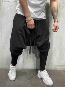 Mäns jeans herrbyxor mäns nya hiphop -trendbyxor Europa och USA löser fasta färg fötter street sport fritid harem byxor z0225 l230918