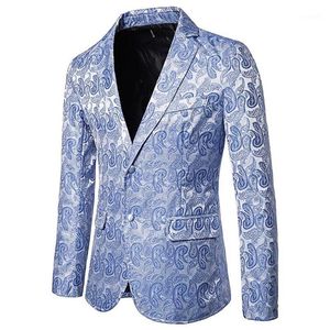 Moda masculina outono inverno casual blazer masculino 2019 ouro impressão botão jaqueta de manga longa casaco superior jaqueta masculina blazer # cl31330f