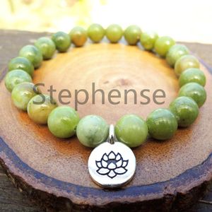 MG0692 Naturalna Afrykańska żółta bransoletka Jade Natural Cathstone Chakra Mala Bransoletka Trenda Bransoletka joga Mala Mala Bransoletka308r