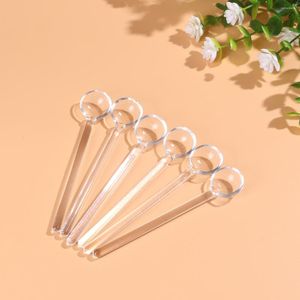 Spoons 3PCS Long Handle Glass Tea Tableware Clear Coffee Stirring Flatware For Home Kitchen