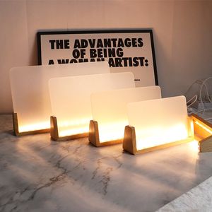 Ramy kreatywne światła LED Silne drewniane d Innowacyjne akrylowe dekoracje biurka w kształcie litery U 230915